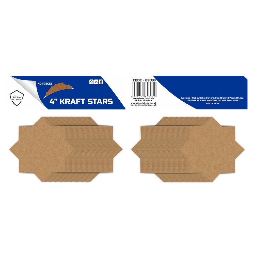 Prime 4'' Kraft Stars Pack of 40